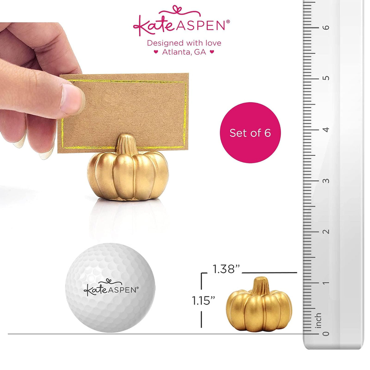 Kate Aspen Tarjetero con forma de calabaza, 6 unidades, dorado