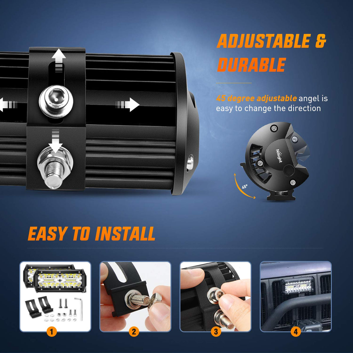 Nilight LED Pods 4 Piezas 6.5 in 120W Barra de Luz Triple Fila para Camiones/ATV/SUV/Barco, 18051C-D