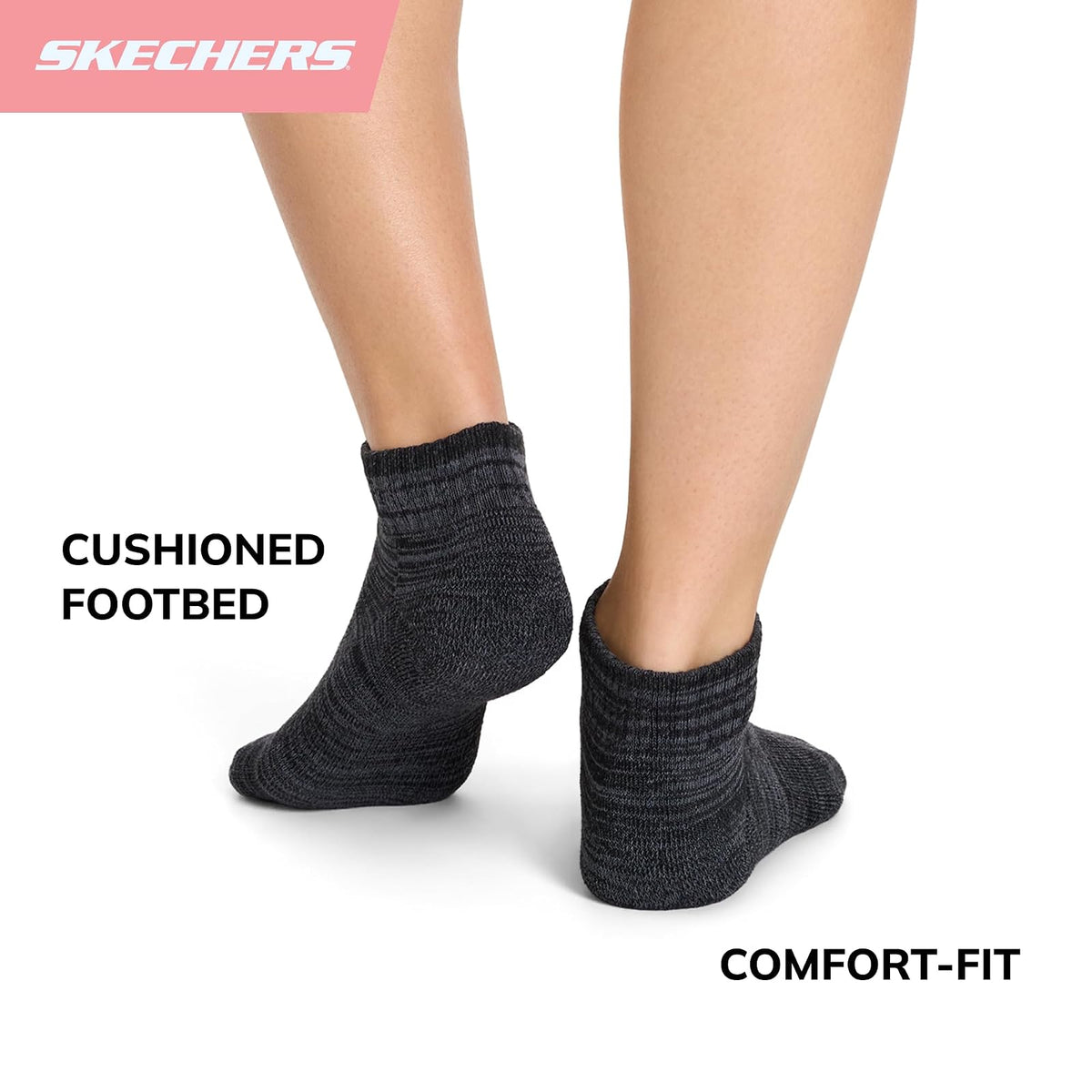 Skechers 6-pack Performance Quarter Crew Socks, & Cushioned Footbed Calcetines Mujer