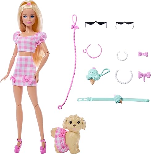 Barbie Fashion & Beauty Muñeca Looks Iguales Malibú y Perrito para niñas de 3 años en adelante