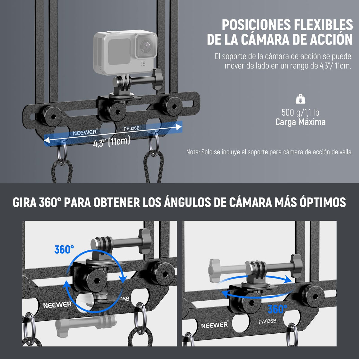 NEEWER Montaje Valla con Parasol Compatible con iPhone Mevo Camera GoPro Insta360 dji Pocket Radar Game Changer App, Kit Montaje Metal & Soporte Teléfono para Grabar Vídeos Béisbol Streaming, PA036B