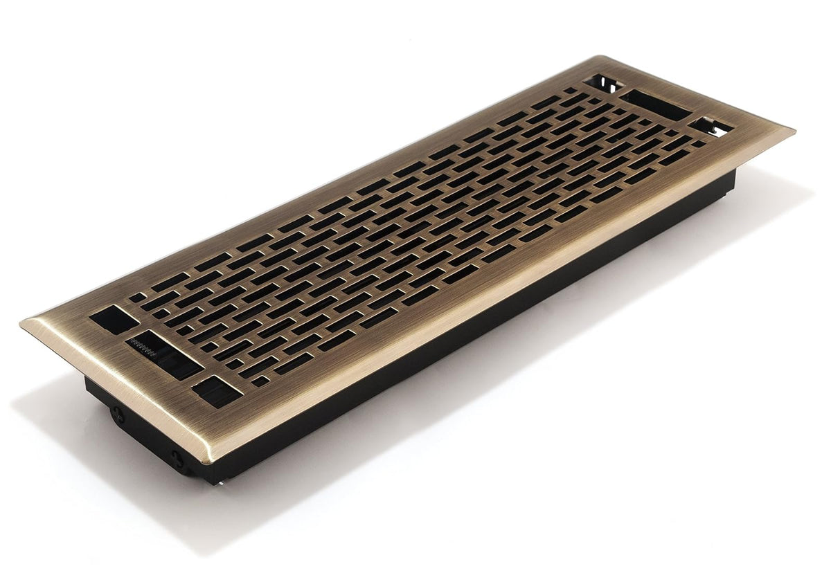 Accord amfrabma410 Manhattan piso registradora, 4-Inch X 10-Inch (apertura de conducto Medidas), 10.2 x 30.5 cm, Níquel Satinado - 4" x 14" - Antique Brass