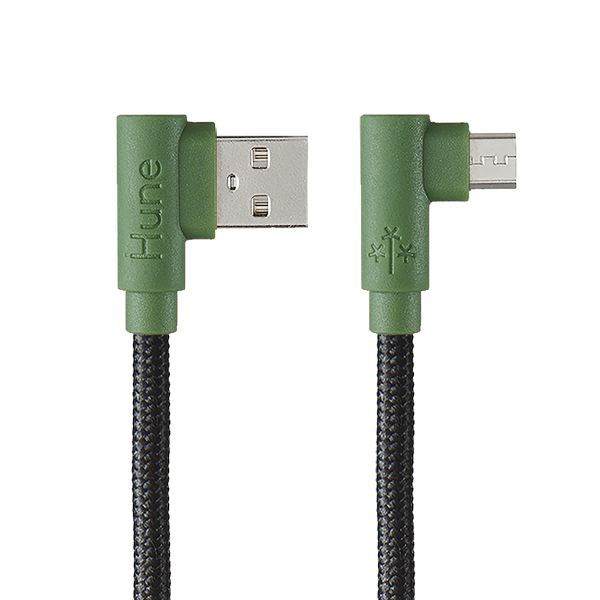 Hune Cable Micro USB Sustentable Carga Rápida y Datos 90° - Bosque