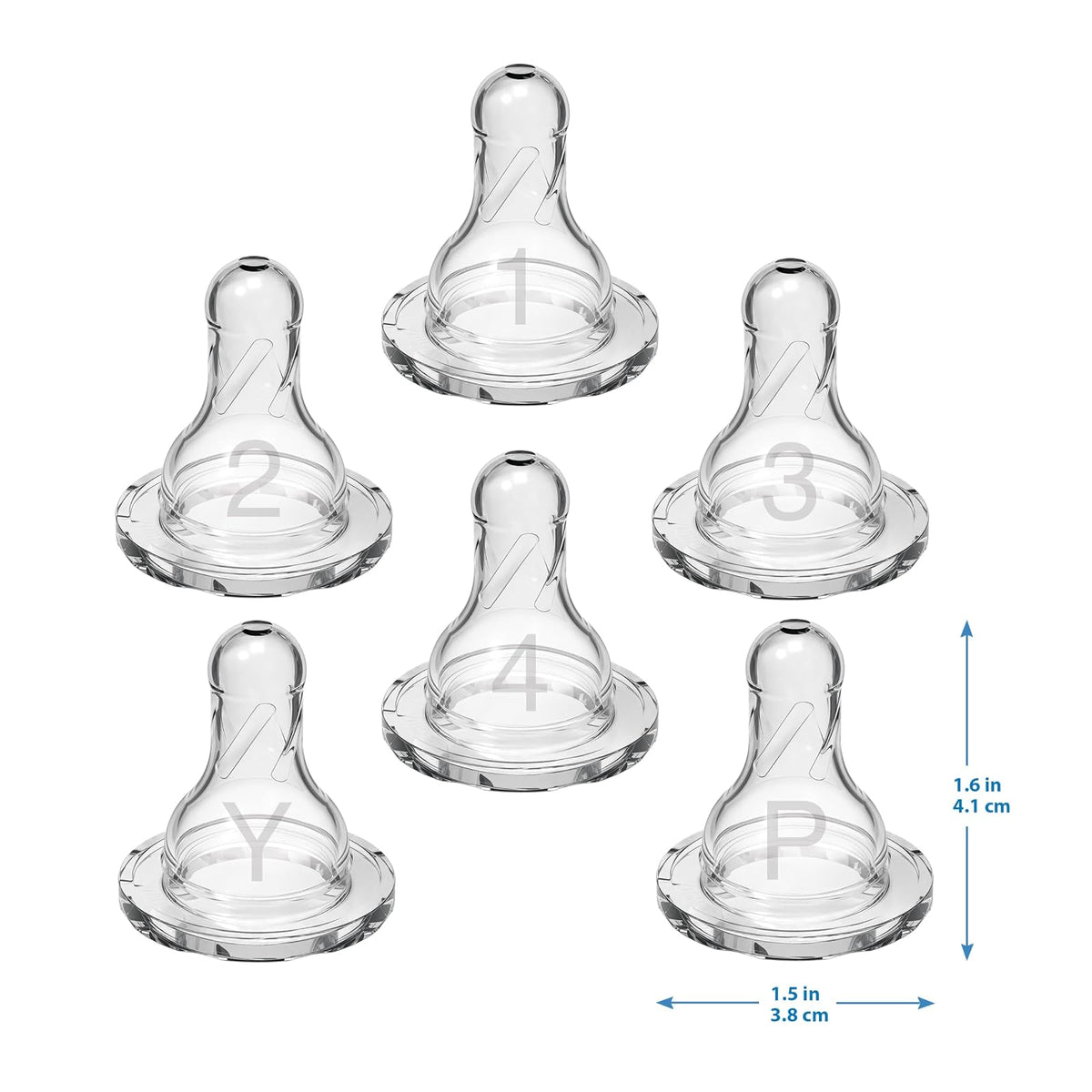 Dr. Brown's 2 Pack Natural Flow Preemie pezón estándar, Nivel 3 (6m+), Transparente, 6 unidades