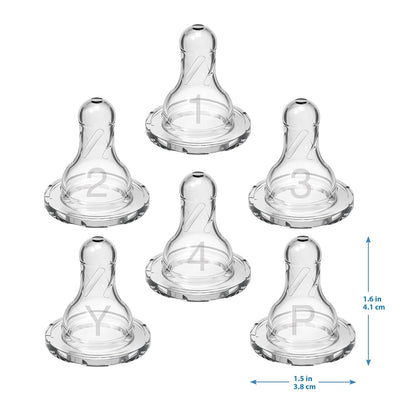 Dr. Brown's 2 Pack Natural Flow Preemie pezón estándar, Nivel 3 (6m+), Transparente, 6 unidades
