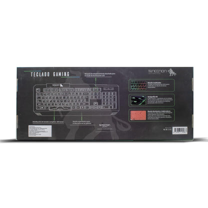 Necnon NGK-Minotaur Teclado con Iluminación LED RGB - Membrana - Sin Bloqueo de Desplazamiento - Resistente a Salpicaduras - Negro Rojo