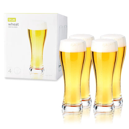 True Vasos de Cerveza Tulipán con Tallo, Juego de 4, 15 oz - Vasos de cerveza de trigo