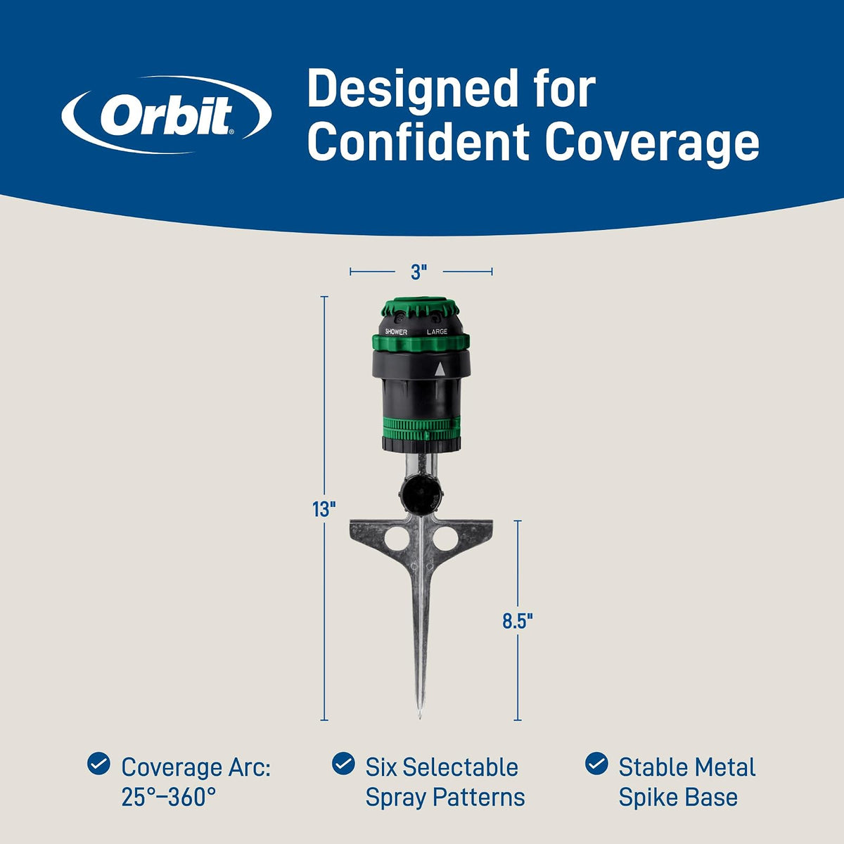 Orbit H2O-6 Gear Drive Sprinkler, Spike B 58573