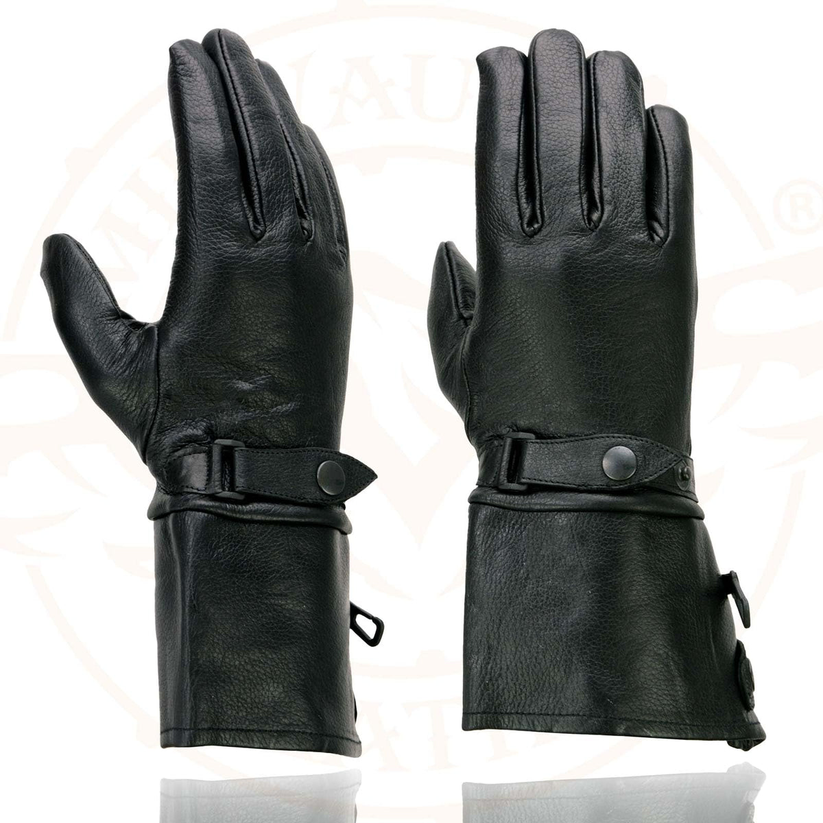 Milwaukee Guantelete de piel para motocicleta, guantes de mano para hombre, piel negro, cierre a presión, forro térmico-SH264, talla XXL