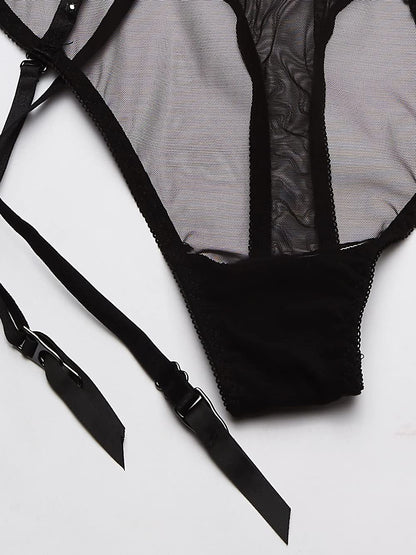 Dreamgirl Peluche de Malla elástica Muy Transparente con Aros LenceríaMujer