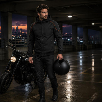 Milwaukee Leather MPM1764 - chamarra para hombre, color negro, con capucha desmontable, color negro