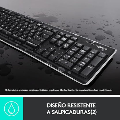 Logitech K270 Teclado Inalámbrico para Windows, Tecnología Inalámbrica 2.4 GHz, Tamaño Normal, Teclado Numérico, 8 Teclas Multimedia, Batería 2 Años, Compatible con PC, Laptop - Negro