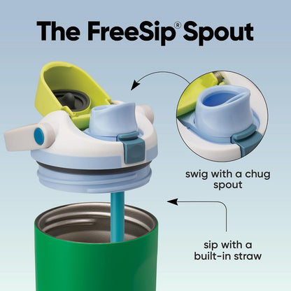 Owala FreeSip Sway Botella de agua aislada de acero inoxidable con boquilla bidireccional, popote integrado y asa tipo cubo, 30 oz, libre de BPA, a prueba de fugas, Putt verde