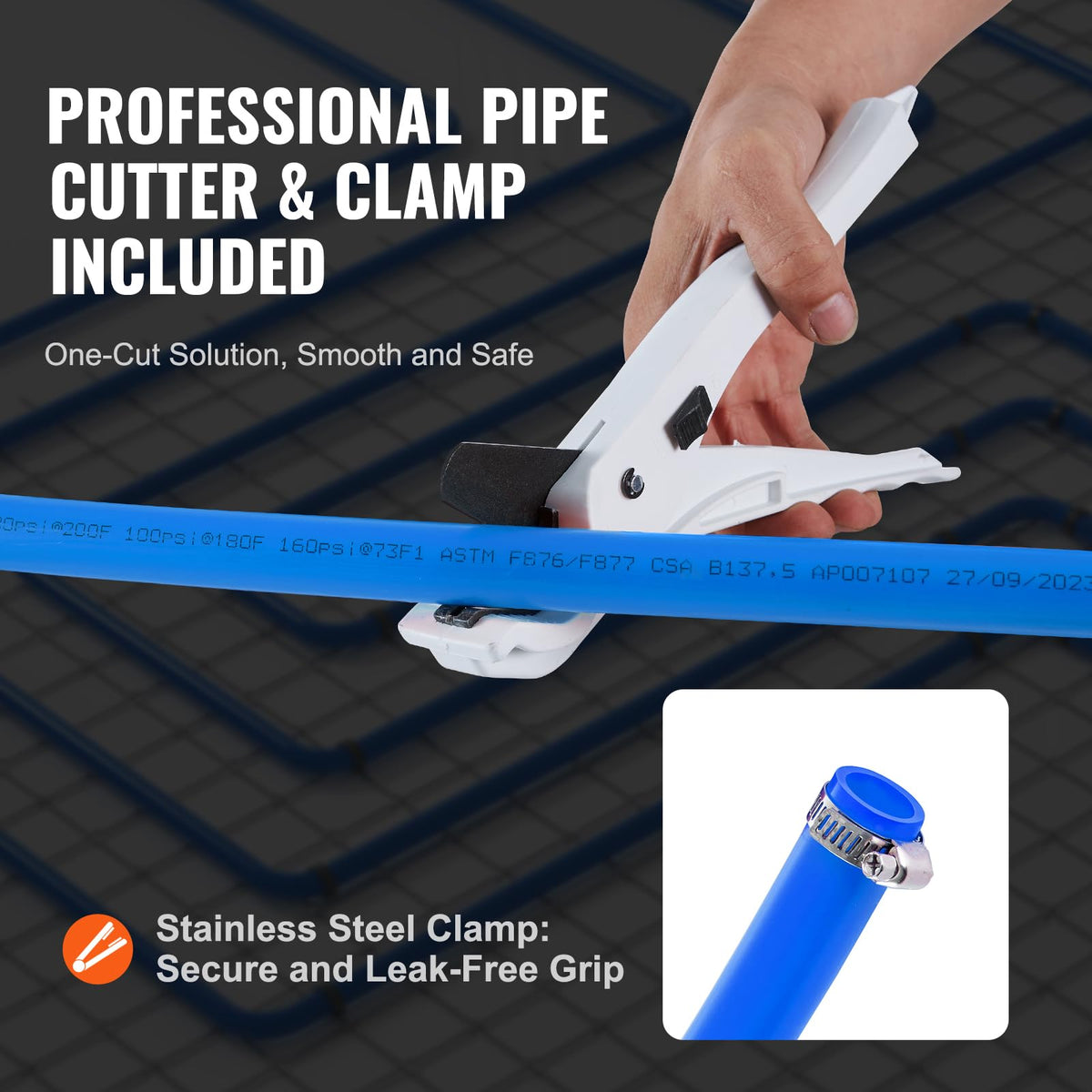 VEVOR Tubería PEX de 3/4 de pulgada y 100 pies de longitud. Tubería flexible PEX-B para agua potable. Líneas de agua PEX para agua caliente/fría, fácil de restaurar. Azul.