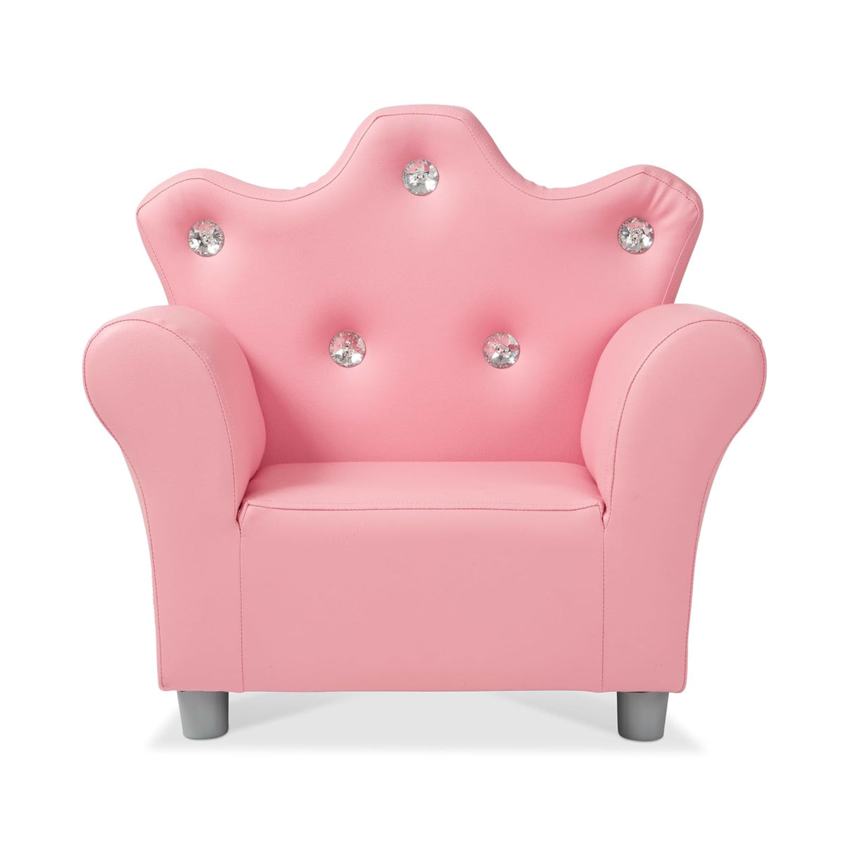 Melissa & Doug Sillón de la corona para niños, muebles infantiles de cuero rosado de imitación, sillón infantil, construcción resistente, 44.45 cm alto x 46.482 cm ancho x 58.42 cm largo