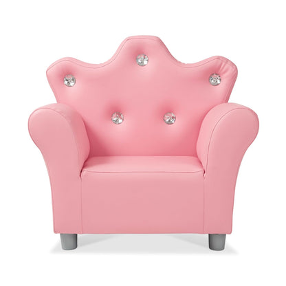 Melissa & Doug Sillón de la corona para niños, muebles infantiles de cuero rosado de imitación, sillón infantil, construcción resistente, 44.45 cm alto x 46.482 cm ancho x 58.42 cm largo
