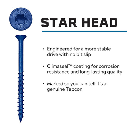 Tapcon 28360 - Anclajes de hormigón (3/16 x 2-1/4), diseño de estrella azul