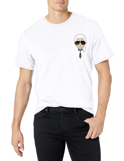 Karl Lagerfeld - Playera clásica de Manga Corta con Cuello Redondo para Hombre - M - Blanco