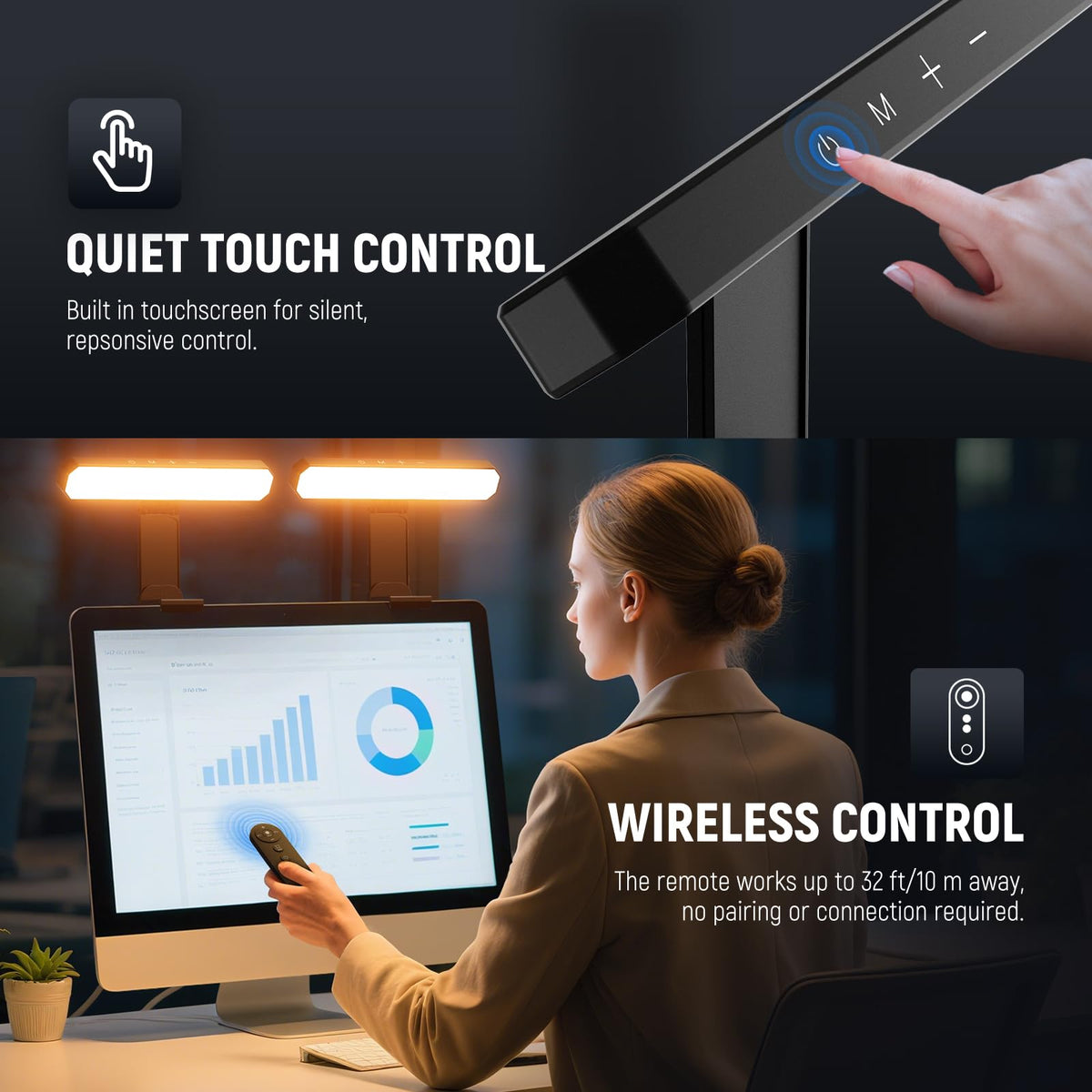 NEEWER Basics 6W Barra Luz Monitor con Soporte/Remoto/Táctil, Lámpara Escritorio LED Bicolor Regulable para Home Office Videoconferencias Luz Computadora Webcam Zoom Juegos Streaming Lectura, L10