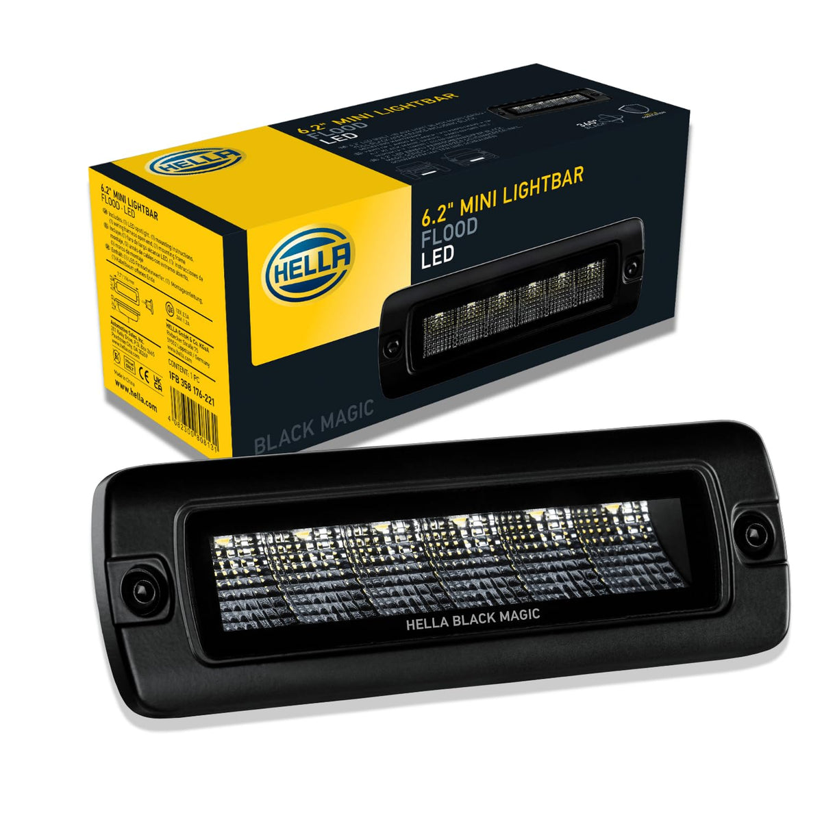 Hella 358176221 Black Magic Mini Lightbar LED de 6.2 in Montaje Empotrado para Camión/ATV/SUV/4x4/Jeep/Tractor, Negro