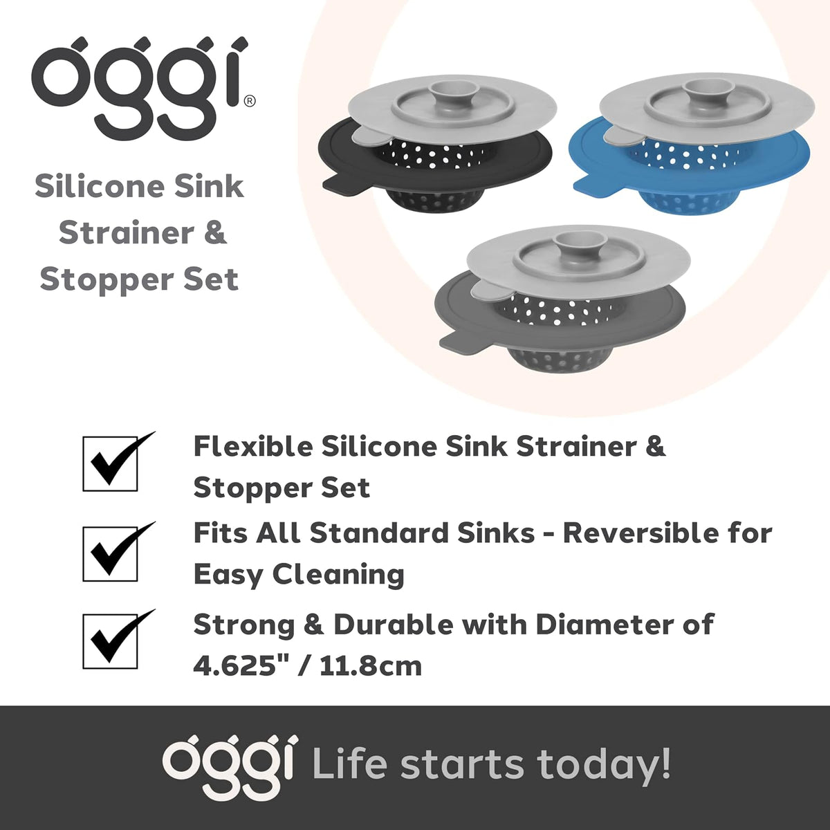 Oggi 7732V Sink Strainer & Stopper, 4.5", Turquoise