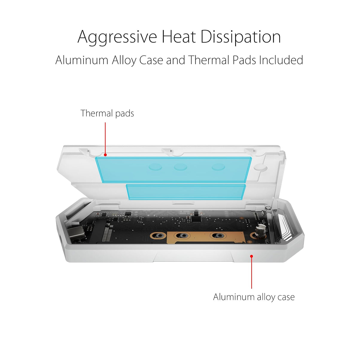 ASUS ROG Strix Arion Case para SSD M.2 NVMe USB-C Aluminio para Respaldo | Case para SSD M.2 NVMe (2230-2280), USB-C 3.2 Gen 2 10Gbps, instalación sin herramientas, cuerpo de aluminio, Aura RGB
