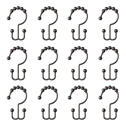 Zenna Home - Anillos de Ducha de Metal de Doble Deslizamiento, Bronce aceitado, Juego de 12 Anillos de Ducha Resistentes al óxido con Deslizamiento Suave para Cortinas de Ducha y Forros