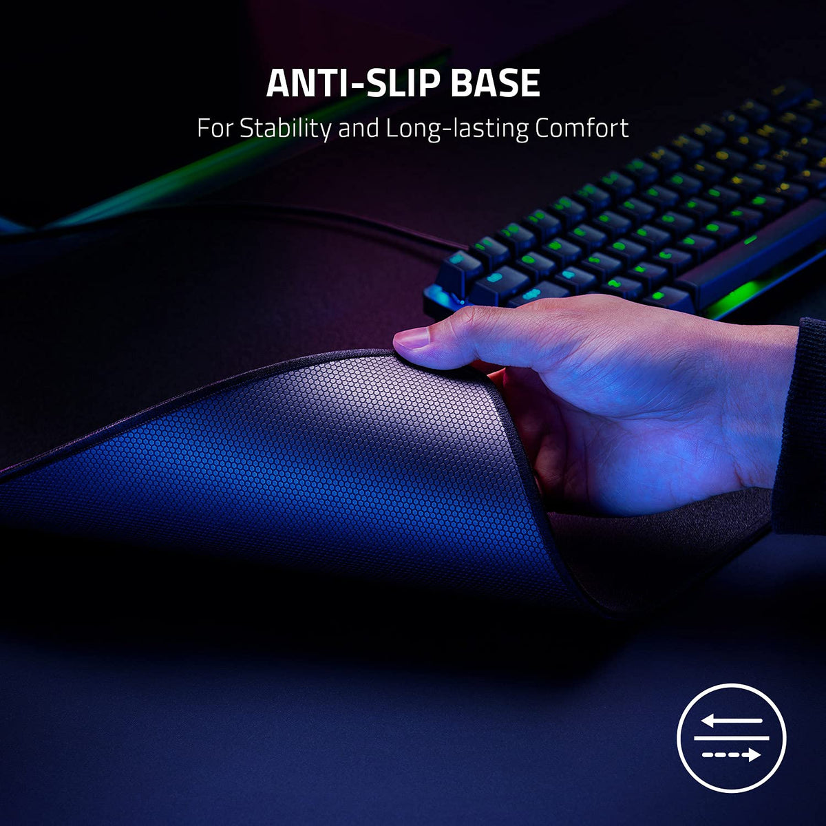 Razer Strider Hybrid Mouse Mat with a Soft Base & Smooth Glide: Firm Gliding Surface - Anti-Slip Base - Rollable & Portable - Anti-Fraying Stitched Edges - Water-Resistant - Windows