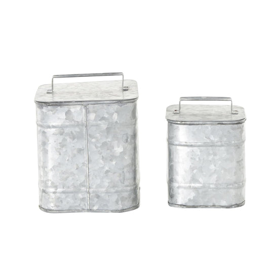 Deco 79 49123 Metal Square Lidded Box Set of 2