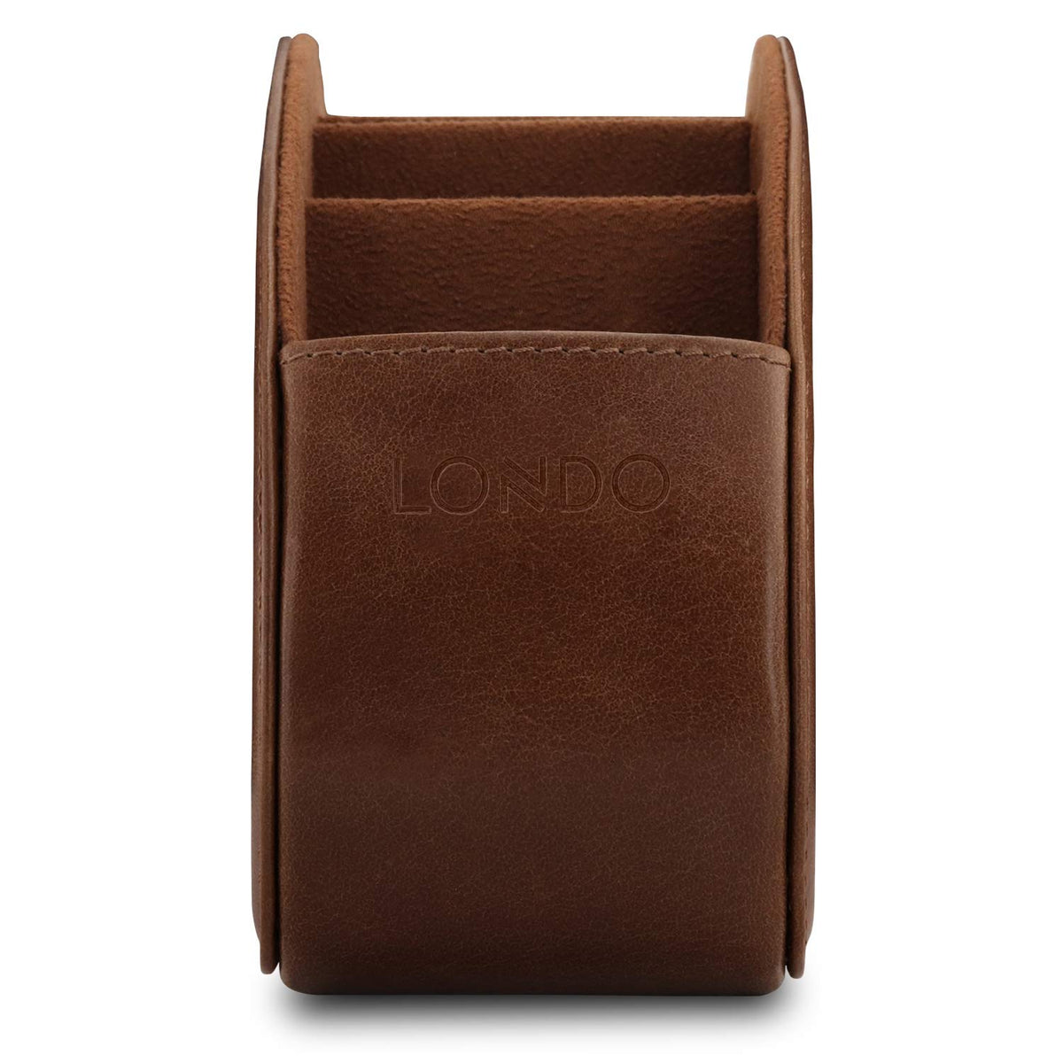 Londo Porta Telecomandi con 5 scomparti - Per contenere telecomandi di TV, stereo, decoder, DVD, Blu-Ray - in Vera Pelle con fodera interna in suede. Adatto per salotto o camera da letto