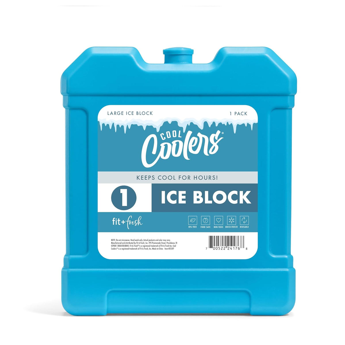 Cool Coolers by Fit + Fresh, bloque de hielo para congelador XL, paquete de hielo grande y potente, perfecto para enfriador aislado, bolsa de playa, enfriador de mochila y más, 1 paquete, azul