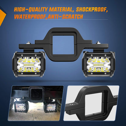 Nilight - 2 unidades de cápsulas LED de 4 pulgadas y 60 W con enganche de remolque de 2.5 pulgadas, soportes de montaje, luces LED de respaldo, iluminación de búsqueda trasera, barra de luz LED para camioneta, SUV, camión, remolque