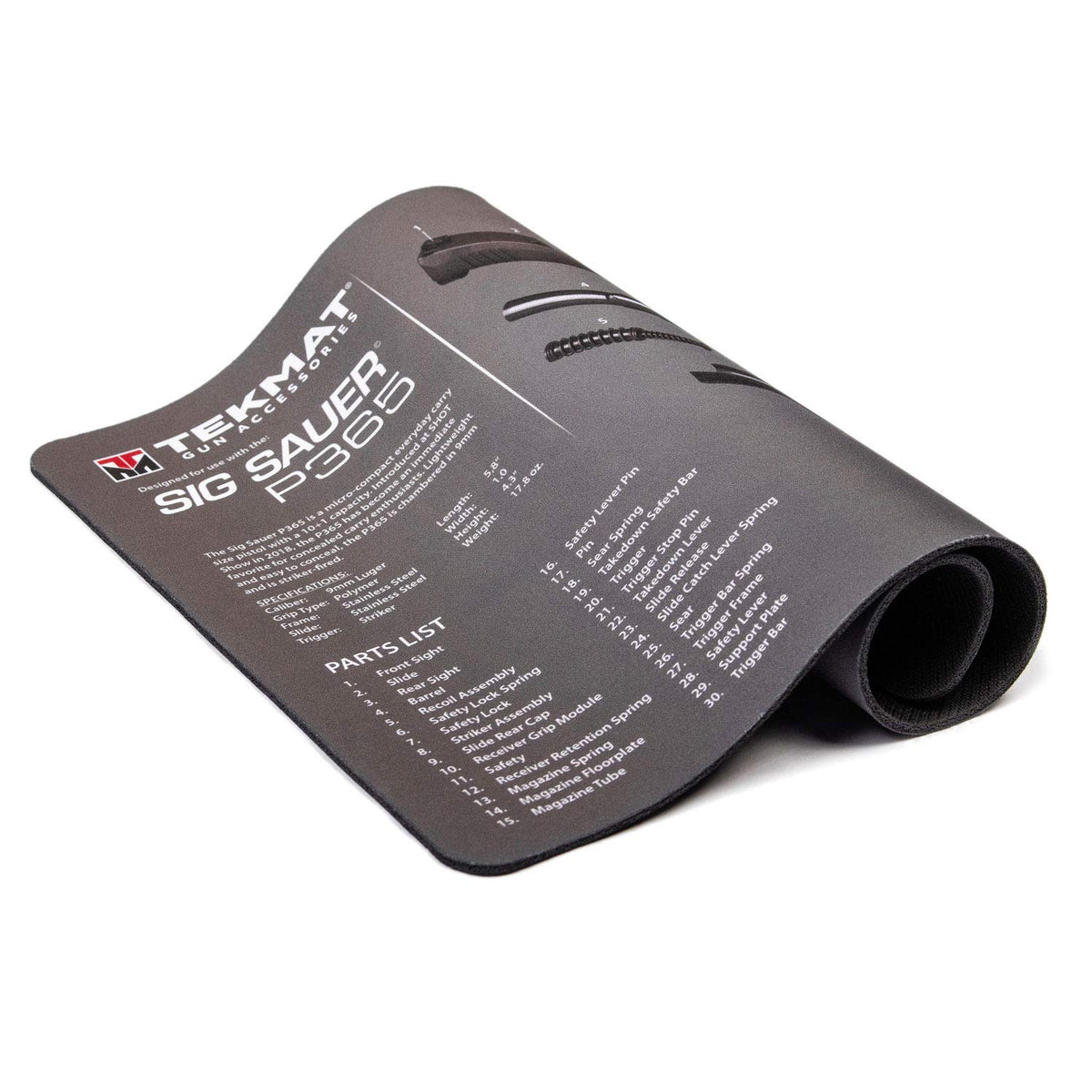 TekMat Tapete de Limpieza para Uso con Sig Sauer P365, Negro (TEK-17-SIGP365)