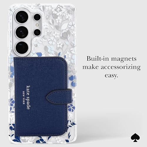 Kate Spade New York Funda para Samsung Galaxy S26 Ultra – [Carga magnética e inalámbrica] – Funda de diseñador – Flores con Piedras Preciosas Azules