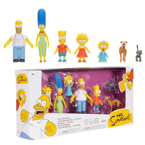 Jakks Pacific - The Simpsons Set de Figuras Familia Simpson Escala 2.5″ – Homer, Marge, Bart, Lisa y Maggie con Diseño Coleccionable para Fans y Niños 4+ Años