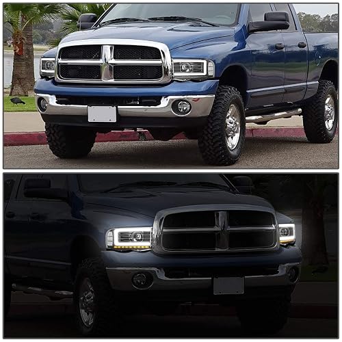 DNA MOTORING HL-LB-DR02-BK-CL1 Par de faros LED DRL compatible con 02-05 Ram 1500 2500 3500