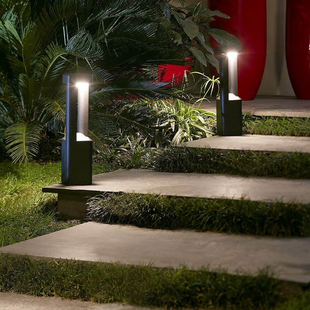 Tecnolite Lámpara Exterior Sobreponer Piso, LED Integrado, Negro 10HLED1205MV30N