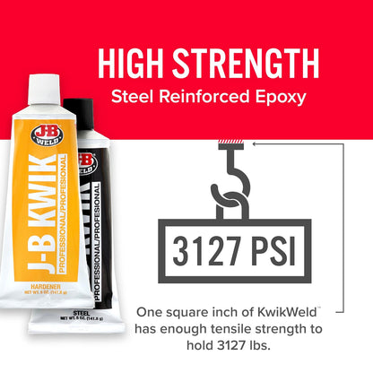 J-B Weld 8271 KwikWeld Epoxi Reforzado de Acero Tamaño Profesional, 10 oz