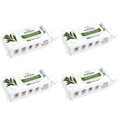 Best Pet Supplies Toallitas de Aseo para Perros y Gatos - 100 Pack x 4 - Árbol de té de limpieza