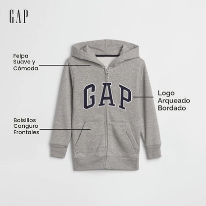 Gap Logo Hoodie Hooded Full Zip Sweatshirt Sudadera Niños