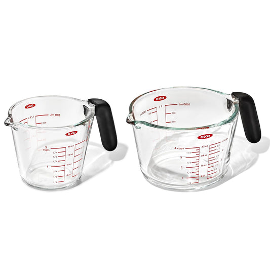 OXO Good Grips - Juego de tazas medidoras de vidrio de 2 tazas y 4 tazas