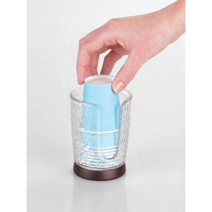 interDesign 53651 Rain Disposable Paper and Plastic Cup Dispenser for Bathroom Vanity and Countertops, Clear/Bronze
