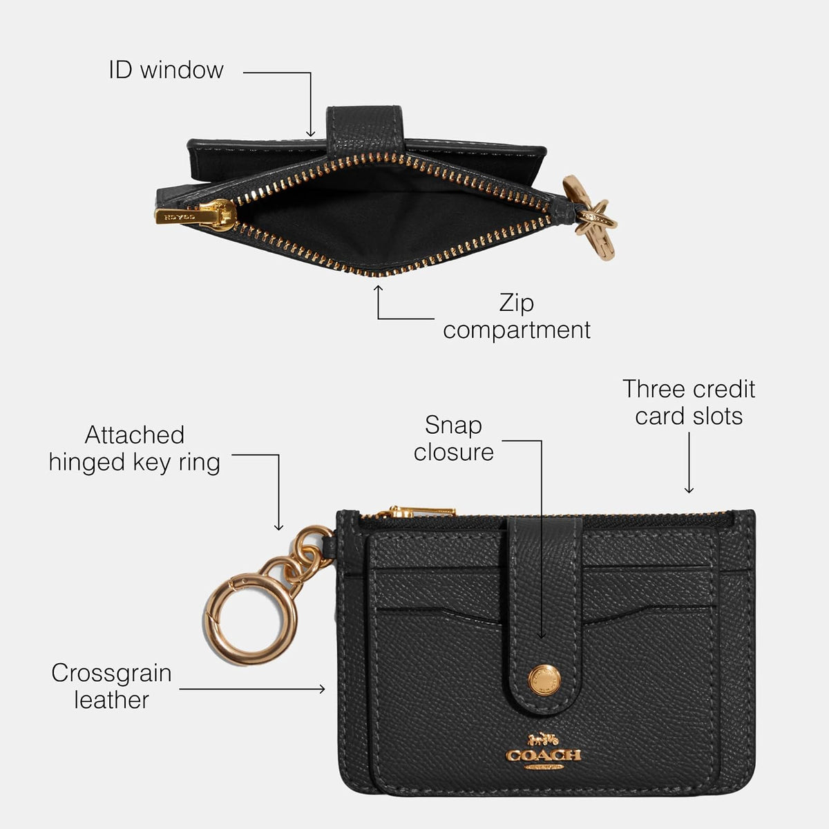 COACH - Funda para tarjeta de fijación, IM/Midnight Navy