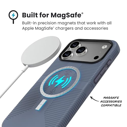 Speck CANDYSHELL Grip +MS Funda para iPhone 17 Pro MAX, Color Azul Misterioso, Tela Vaquera descolorada, Agarre Protector Delgado, protección contra caídas, Compatible con MagSafe