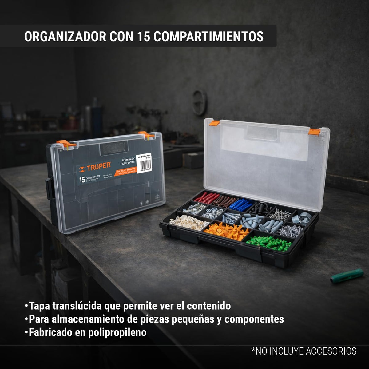 TRUPER COMBO-100, Rotomartillo/destornillador 1/2" 650W + caja de herramienta y organizador