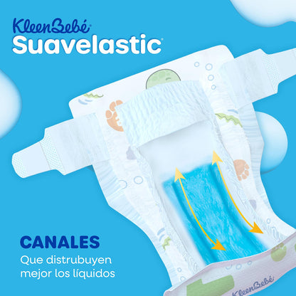 KleenBebé Suavelastic Pañal Desechable para Bebé, Talla Grande, Paquete con 44 Piezas, Ideal para Bebés de 9 a 12 kg