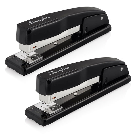 Swingline 44401AZ - Grapadora comercial, capacidad de 20 hojas, sin atascos, metal, paquete de 2, color negro