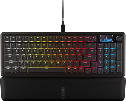 Corsair Vanguard 96 Teclado mecánico para juegos con cable – 96% diseño, interruptores lineales de plasma MLX, sondeo de 8000 Hz, visualización LCD, cubierta de flujo virtual, teclas G, SOCD Flashtap