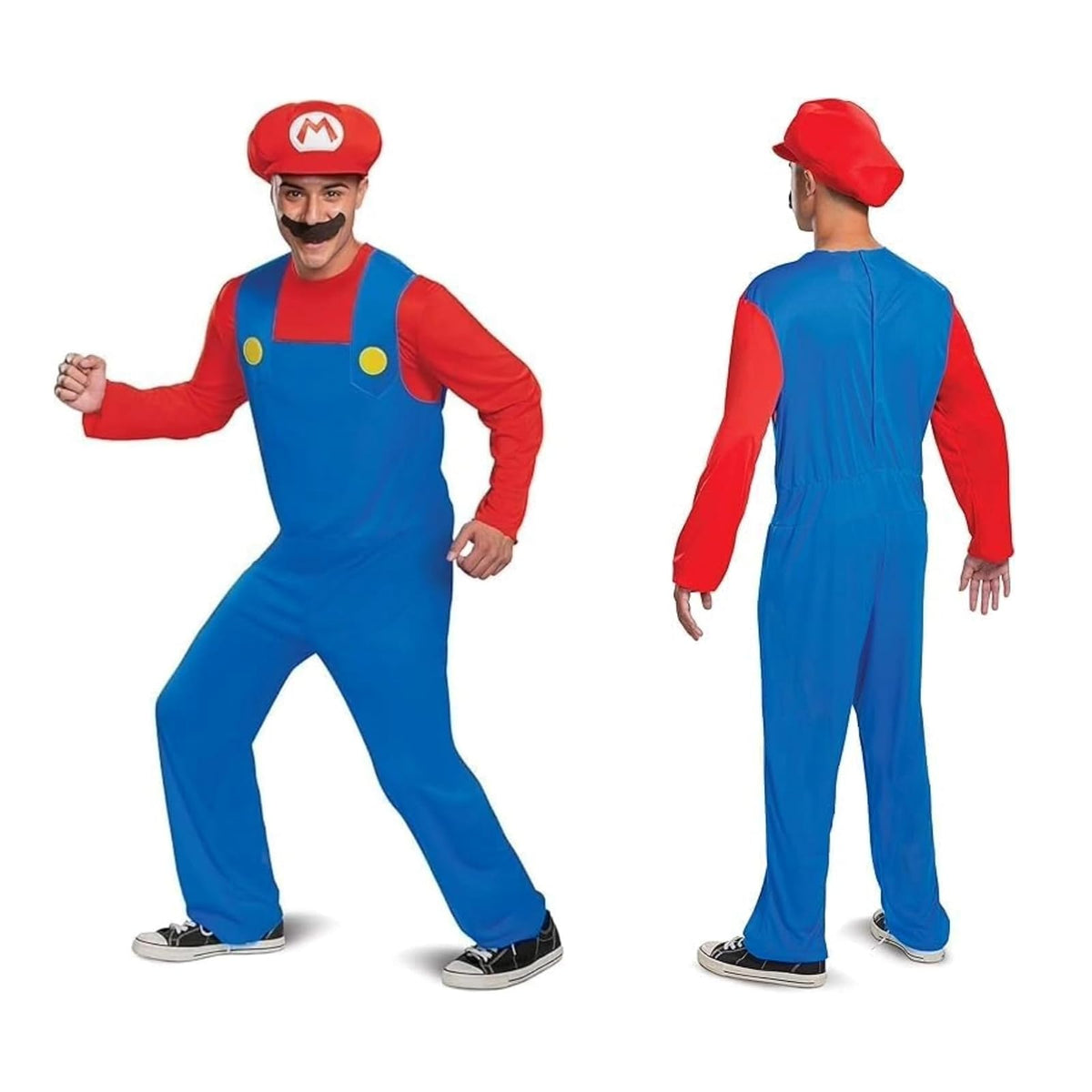 Disguise Disfraz oficial de Mario de Nintendo Super Mario Bros para adultos con sombrero y bigote Disfraces de tamaño adultoHombre - Extra Grande - Rojo