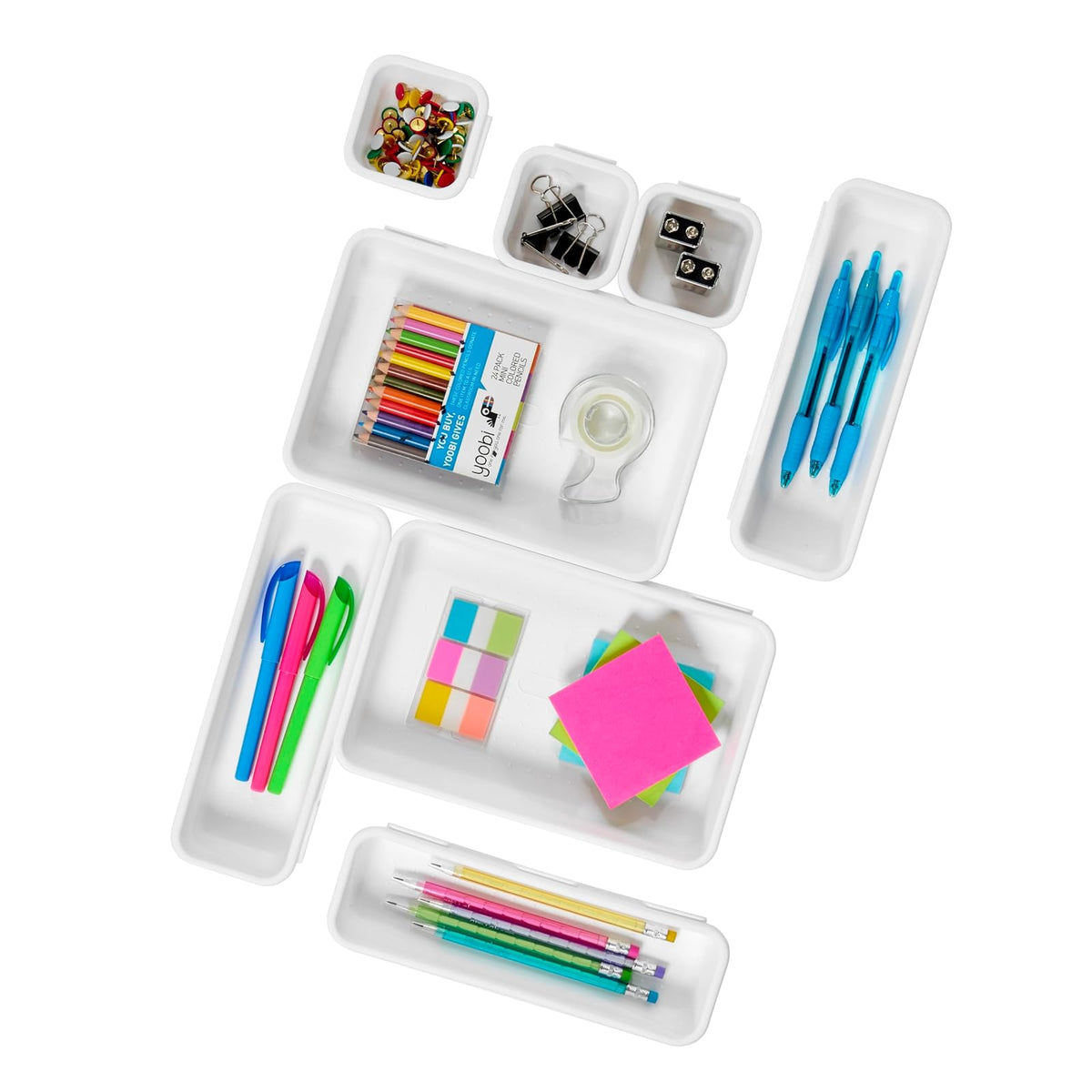 Madesmart - Paquete de 8 contenedores entrelazados personalizables multiusos, una organización en el hogar, sin BPA, blanco, 8 unidades
